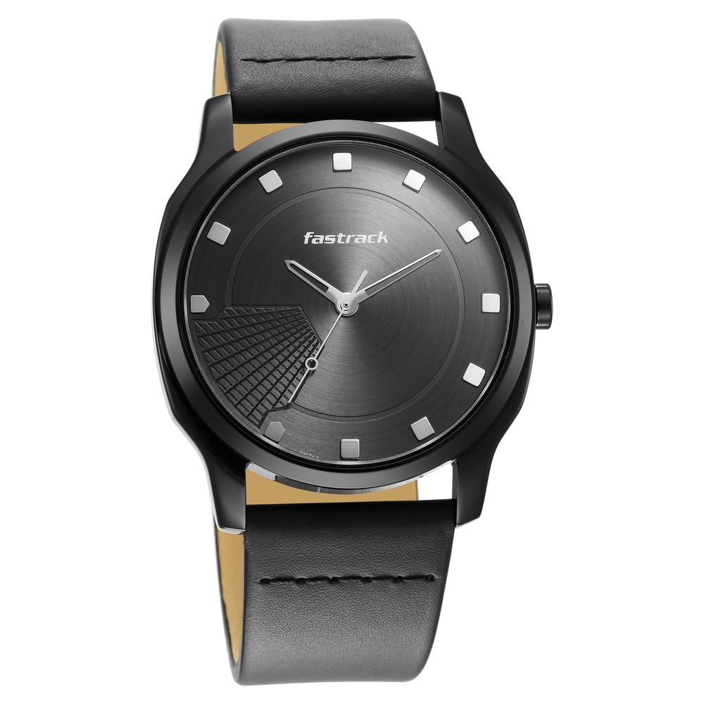 Fastrack 3255NL01 Stunners Quartz Analog Anthracite Dial Leather Strap Watch for Guys