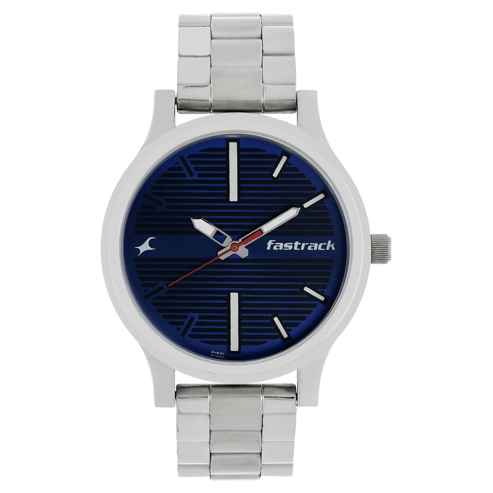 Fastrack 38051SM03 Fundamentals Quartz Analog Blue Dial Stainless Steel Strap Watch for Guys