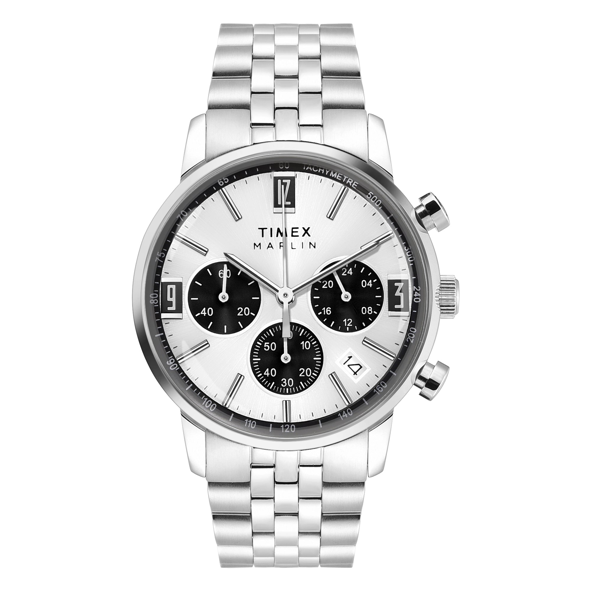 TIMEX Marlin Chronograph Tachymeter 42mm Stainless Steel Bracelet Watch